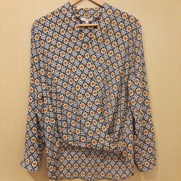 Pleione Tops - Pleione (Nordstrom): Blue Faux Wrap Hi-low Blouse